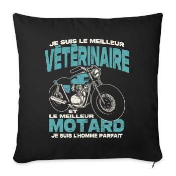 Le meilleur vétérinaire et le meilleur motard - Housse de coussin décorative 45 x 45 cm - noir - Devant