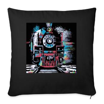 Vintage Dampflok-Expressionismus - Sofakissenbezug 45 x 45 cm - Schwarz - Vorne