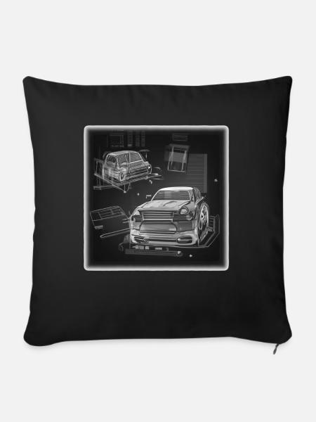 Technical car drawing in geometry style - Sofa pillowcase 17,3'' x 17,3'' (45 x 45 cm) - black