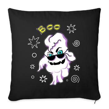 Cool ghost with sunglasses Halloween - Sofa pillowcase 17,3'' x 17,3'' (45 x 45 cm) - black - Front