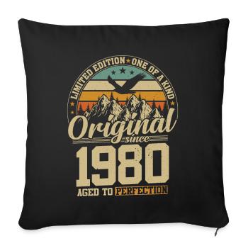 cadeau d'anniversaire 44 ans 1980 édition limitée - Housse de coussin décorative 45 x 45 cm - noir - Devant