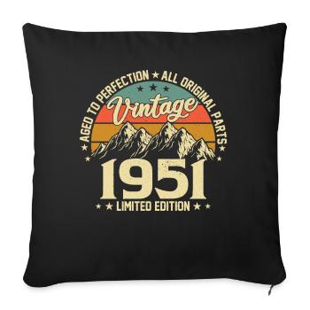 Aged to Perfection 1951 73rd Birthday Vintage - Sofa pillowcase 17,3'' x 17,3'' (45 x 45 cm) - black - Front