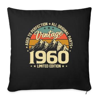 Zur Perfektion gereift 1960 64. Geburtstag Jahrgang - Sofakissenbezug 45 x 45 cm - Schwarz - Vorne