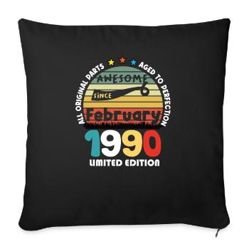 34 Years Old Made In 1990 Vintage February 1990 - Sofa pillowcase 17,3'' x 17,3'' (45 x 45 cm) - black - Front