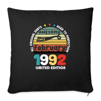 32 Years Old Made In 1992 Vintage February 1992 - Housse de coussin décorative 45 x 45 cm - noir - Devant