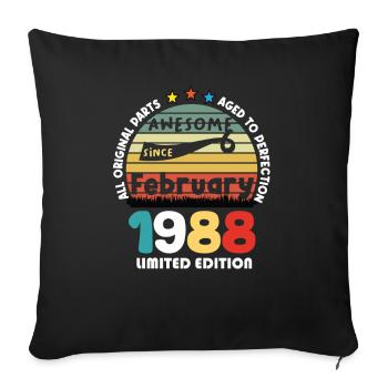 36 Years Old Made In 1988 Vintage February 1988 - Housse de coussin décorative 45 x 45 cm - noir - Devant