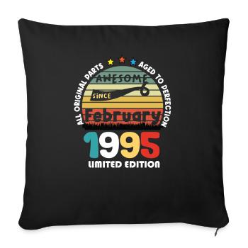29 Years Old Made In 1995 Vintage February 1995 - Housse de coussin décorative 45 x 45 cm - noir - Devant