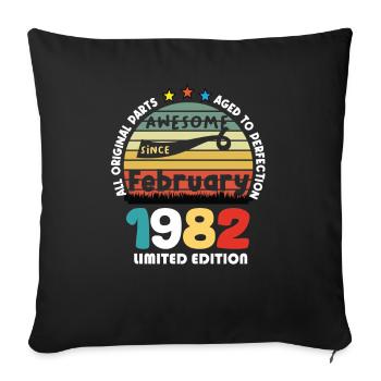 42 Years Old Made In 1982 Vintage February 1982 - Housse de coussin décorative 45 x 45 cm - noir - Devant