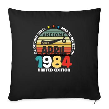 40 Years Old Made In 1984 Vintage April 1984 - Housse de coussin décorative 45 x 45 cm - noir - Devant