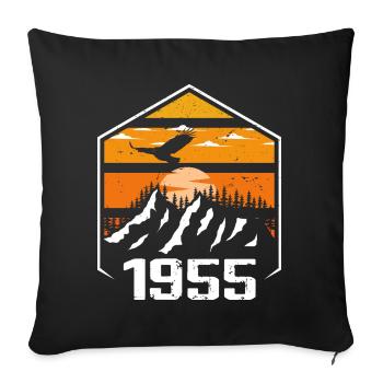 Anniversaire 1955 Millésime 1955 Fabriqué en 1955 - Housse de coussin décorative 45 x 45 cm - noir - Devant
