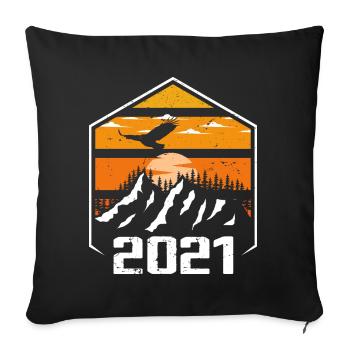 Anniversaire 2021 Millésime 2021 Fabriqué en 2021 - Housse de coussin décorative 45 x 45 cm - noir - Devant