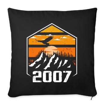 Anniversaire 2007 Millésime 2007 Fabriqué en 2007 - Housse de coussin décorative 45 x 45 cm - noir - Devant