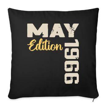 Mai 1966 Anniversaire Mai 1966 Cadeau Mai 1966 Mai - Housse de coussin décorative 45 x 45 cm - noir - Devant