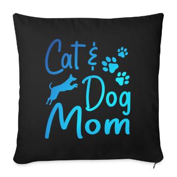 Pet Cat And Dog Mom Tees For Women, Cat Dog Mom - Housse de coussin décorative 45 x 45 cm - noir - Devant