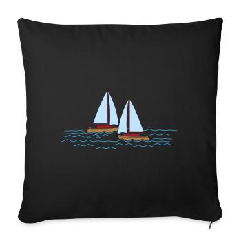 Bateau bateau voilier cadeau bateau de mer capitaine - Housse de coussin décorative 45 x 45 cm - noir - Devant