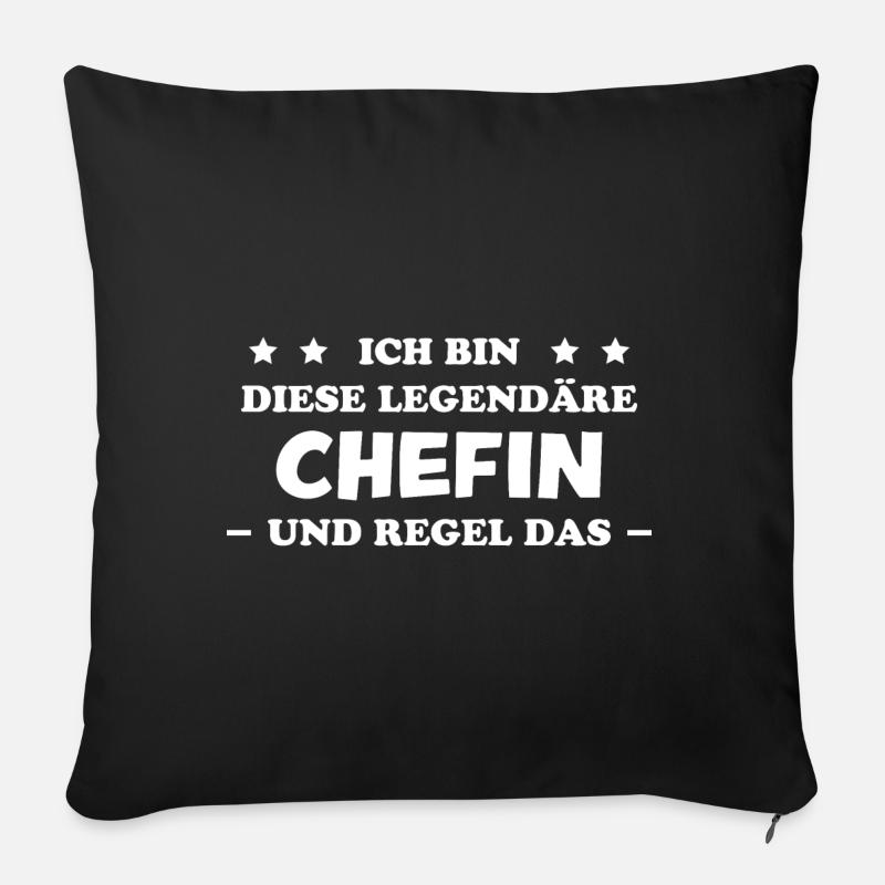Chefin Mama Lustiger Spruch Familie Beruf Geschenk - Sofakissenbezug 45 x 45 cm - Schwarz