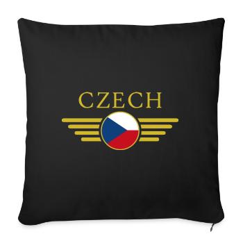 J’aime la République tchèque, T-shirt design de style élégance - Housse de coussin décorative 45 x 45 cm - noir - Devant