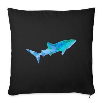 Requin-baleine bleu vert - Housse de coussin décorative 45 x 45 cm - noir - Devant