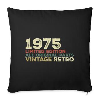 1975 né cadeau d’anniversaire vintage 1975 Retro - Housse de coussin décorative 45 x 45 cm - noir - Devant