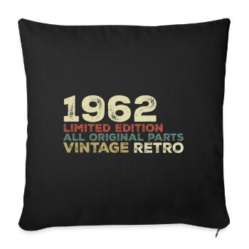 1962 né cadeau d’anniversaire vintage 1962 Retro - Housse de coussin décorative 45 x 45 cm - noir - Devant