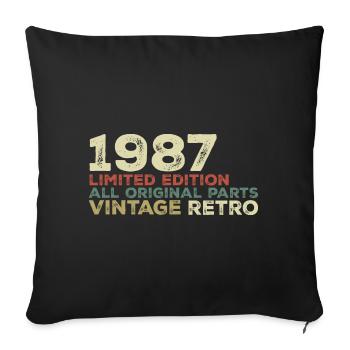 1987 Born Vintage 1987 Retro Geburtstagsgeschenk - Sofakissenbezug 45 x 45 cm - Schwarz - Vorne