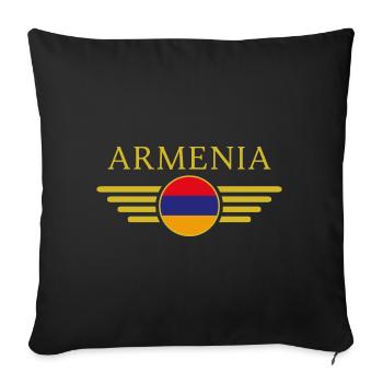 J’aime l’Arménie, T-Shirt Design Style Élégance - Housse de coussin décorative 45 x 45 cm - noir - Devant