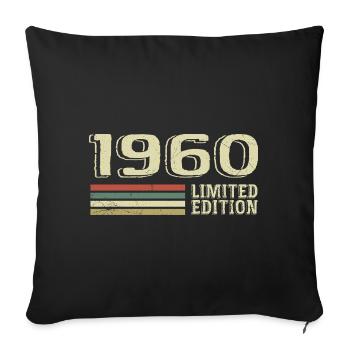 Born in 1960 Birthday 1960 Vintage 1960's - Sofa pillowcase 17,3'' x 17,3'' (45 x 45 cm) - black - Front