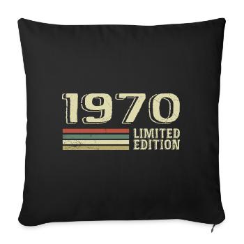 Nées en 1970 anniversaire 1970 Vintage 1970 - Housse de coussin décorative 45 x 45 cm - noir - Devant