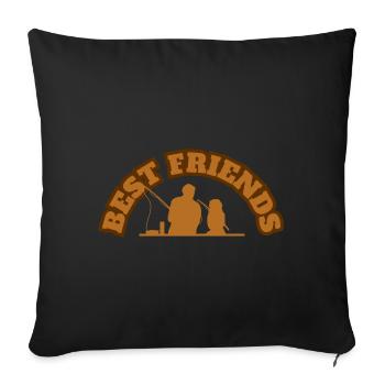 Best Friends Father With Daugher Fishing Brown - Sofakissenbezug 45 x 45 cm - Schwarz - Vorne