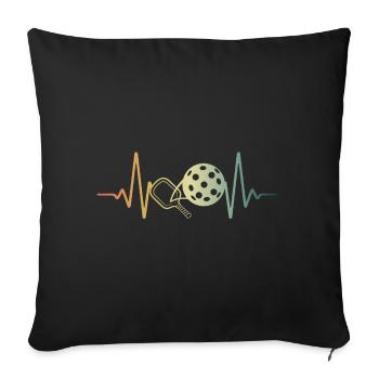 Pickleball Heartbeat Paddleball ECG Pulse - Housse de coussin décorative 45 x 45 cm - noir - Devant