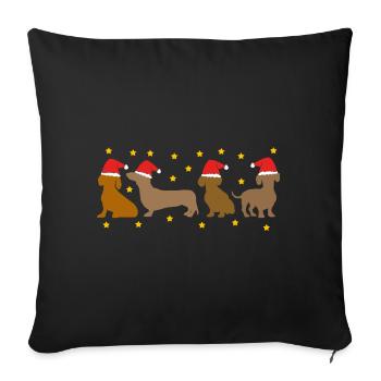 Teckel comme Père Noël Père Noël avec casquette rouge - Housse de coussin décorative 45 x 45 cm - noir - Devant