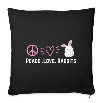 Peace Love Rabbits Friede Liebe Kaninchen - Sofakissenbezug 45 x 45 cm - Schwarz - Vorne