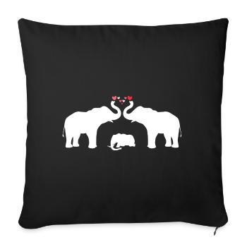Protective Elephant Parents Mama Papa Elephants - Sofa pillowcase 17,3'' x 17,3'' (45 x 45 cm) - black - Front