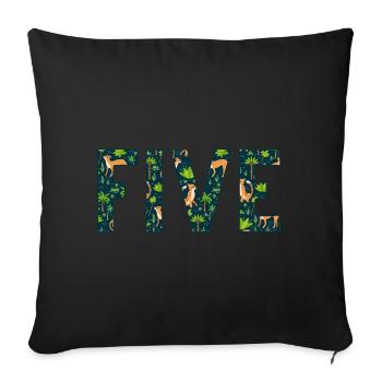 Jungle Birthday Children Zoo Animal 5 years old - Sofa pillowcase 17,3'' x 17,3'' (45 x 45 cm) - black - Front