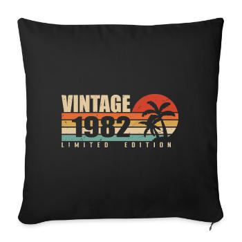1982 Anniversary Year Original vintage 1982 - Sofa pillowcase 17,3'' x 17,3'' (45 x 45 cm) - black - Front
