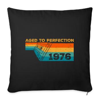 Jahrgang 1976 - 1976 Retro Geburtstagsgeschenk - Sofakissenbezug 45 x 45 cm - Schwarz - Vorne