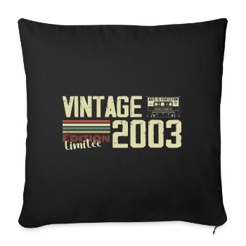 2003 Vintage Rétro Cadeau D'anniversaire 2003 - Housse de coussin décorative 45 x 45 cm - noir - Devant