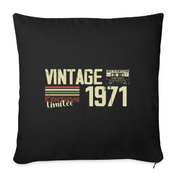 1971 Vintage Rétro Cadeau D'anniversaire 1971 - Housse de coussin décorative 45 x 45 cm - noir - Devant