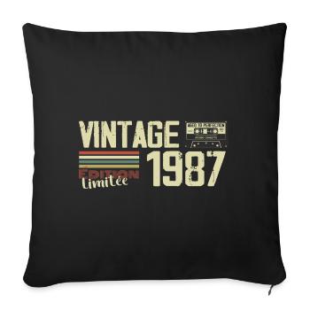 1987 Vintage Rétro Cadeau D'anniversaire 1987 - Housse de coussin décorative 45 x 45 cm - noir - Devant