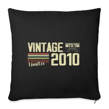 2010 Vintage Rétro Cadeau D'anniversaire 2010 - Housse de coussin décorative 45 x 45 cm - noir - Devant