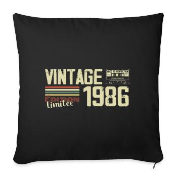 1986 Vintage Rétro Cadeau D'anniversaire 1986 - Housse de coussin décorative 45 x 45 cm - noir - Devant