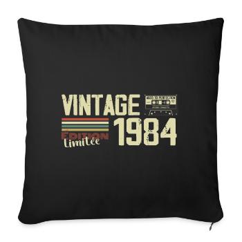 1984 Vintage Rétro Cadeau D'anniversaire 1984 - Housse de coussin décorative 45 x 45 cm - noir - Devant