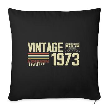 1973 Vintage Rétro Cadeau D'anniversaire 1973 - Housse de coussin décorative 45 x 45 cm - noir - Devant