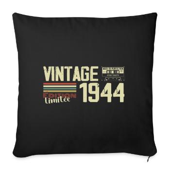 1944 Vintage Rétro Cadeau D'anniversaire 1944 - Housse de coussin décorative 45 x 45 cm - noir - Devant