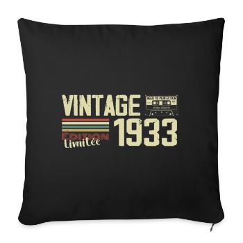 1933 Vintage Rétro Cadeau D'anniversaire 1933 - Housse de coussin décorative 45 x 45 cm - noir - Devant