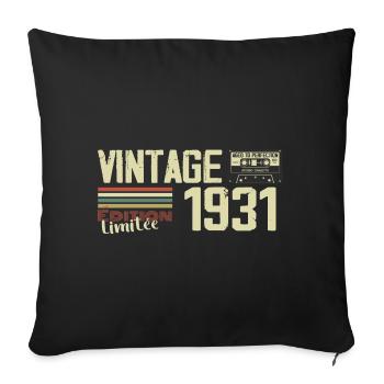 1931 Vintage Rétro Cadeau D'anniversaire 1931 - Housse de coussin décorative 45 x 45 cm - noir - Devant