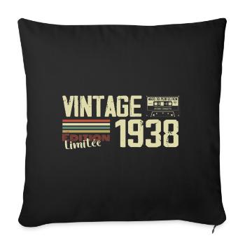1938 Vintage Rétro Cadeau D'anniversaire 1938 - Housse de coussin décorative 45 x 45 cm - noir - Devant
