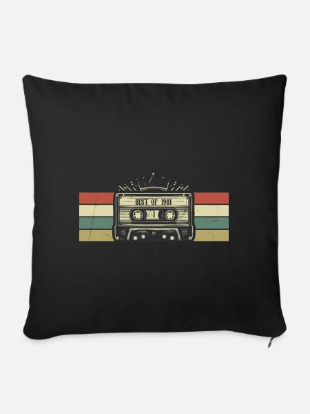 Kassette 1981 – Geboren 1981 Geburtstagsgeschenk - Sofakissenbezug 45 x 45 cm - Schwarz