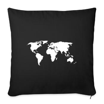 World map - Sofa pillowcase 17,3'' x 17,3'' (45 x 45 cm) - black - Front