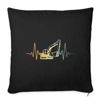 Herzschlag Herzlinie Herzfrequenz Bagger EKG Puls - Sofakissenbezug 45 x 45 cm - Schwarz - Vorne
